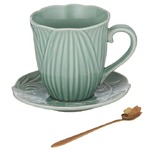 Ashdene Petals - Mug, Saucer & Spoon Gift Set - Mint Green