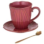 Ashdene Petals - Mug, Saucer & Spoon Gift Set - Ruby Red