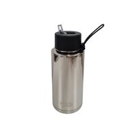 Frank Green Reusable Bottle - Ceramic 1L Chrome Silver With Midnight Straw Lid