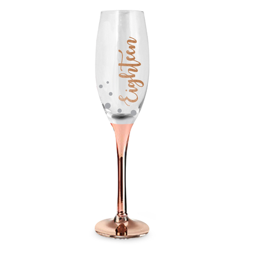 Rose Stem 18th Birthday Champagne Glass