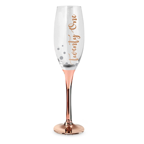 Rose Stem 21st Birthday Champagne Glass