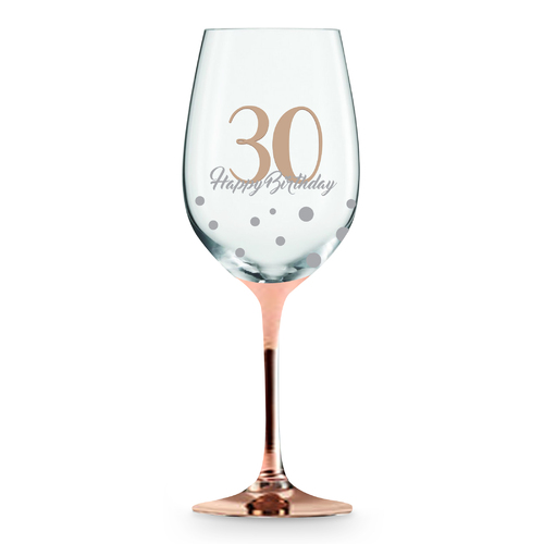 Rose Stem 30th Birthday Wine Glass