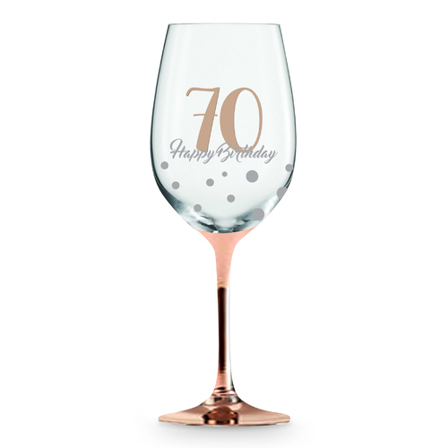 Rose Stem 70th Birthday Wine Glass