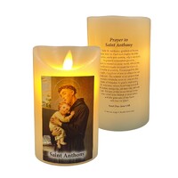 Flickering LED Wax Devotional Candle - Saint Anthony