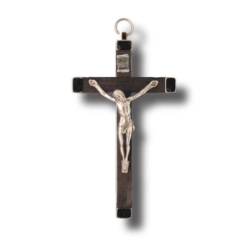 Wall Crucifix - 11cm Black Wood & Metal