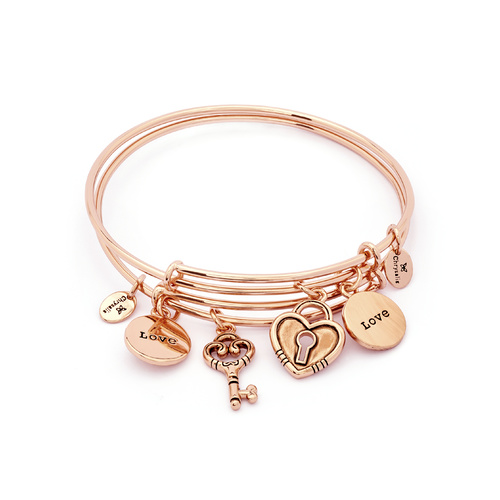 Chrysalis Two of a Kind Collection - Love Expandable Bangles Rose Gold