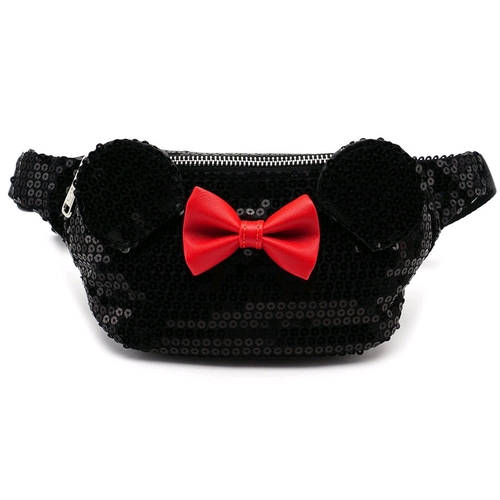 black sequin bum bag