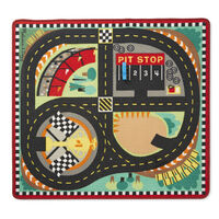 Melissa & Doug Activity Rug - Round the Speedway Race Track with 4 Wooden Vehicles