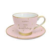 70th Birthday Tea Cup And Saucer Set