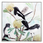 NF Living Wall Art - Willy Wagtail Trio Painting 83x83cm