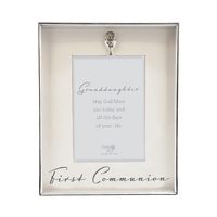 Silver Communion Photo Frame Cup Motif - Granddaughter