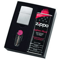 Zippo Gift Set - Lighter and Fluid - Satin Chrome