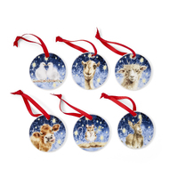 Royal Worcester Wrendale Christmas Ornaments - Nativity Decorations Set of 6