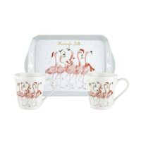 Wrendale Designs by Pimpernel Christmas Mug & Tray - Flamingle Bells