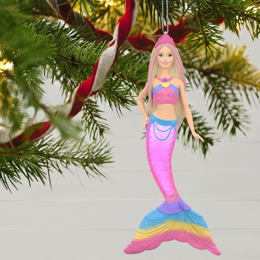 Hallmark Keepsake 2019 Barbie Rainbow Lights Mermaid Ornament With Light