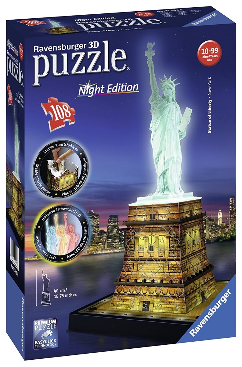Ravensburger 3D Puzzle 106pc Statue Of Liberty Night Edition