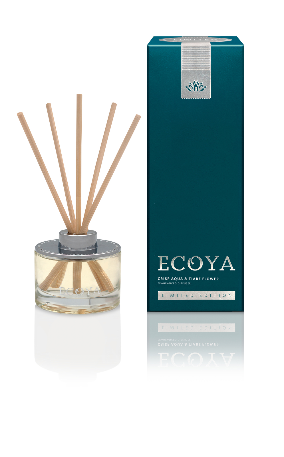 Ecoya Mini Reed Diffuser Limited Edition Crisp Aqua and Tiare Flower