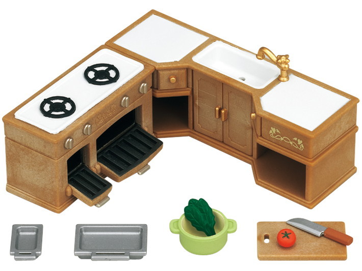 sylvanian families kitchen stove sink and counter set