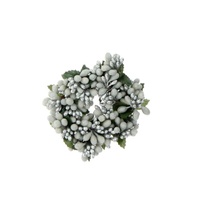 Raz Ornament - Beaded Berry Candle Ring White/Silver 4"