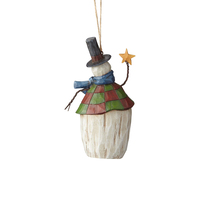 UNBOXED - Folklore by Jim Shore - Snowman With Top Hat Hanging Ornament