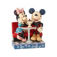 Jim Shore Disney Traditions - Mickey & Minnie Mouse In Soda Shop - Love Comes In Many Flavors