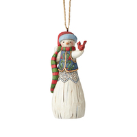 PRE PRODUCTION SAMPLE - Folklore By Jim Shore - Snowman with Cardinal Hanging Ornament