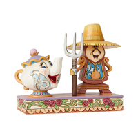 Jim Shore Disney Traditions - Beauty & the Beast Mrs Potts & Cogsworth - Workin Round the Clock