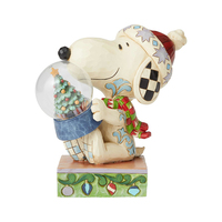 Jim Shore Snoopy Holding Dome With Tree - Christmas Joy (Peanuts Collection)
