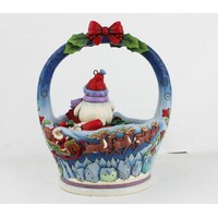 Jim Shore Heartwood Creek - Christmas Basket with 4 Hanging Ornaments