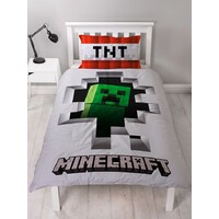 Minecraft Quilt Cover Set - Single - Dynamite