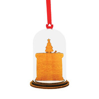 Disney Enchanting Hanging Dome Ornament - Mickey Mouse with Fireplace - Santa Please Call Here