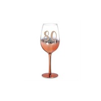 Rose Ombre Stem 80th Birthday Wine Glass