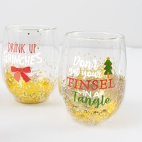 Splosh Christmas Stemless Glass - Tinsel Tangle