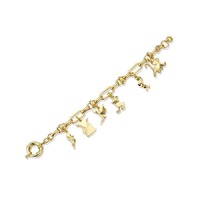 Disney Couture Kingdom - D100 - Multi-Franchise Collectors Charm Bracelet Yellow Gold
