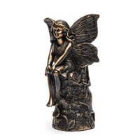 Jardinopia Cane Companion - Antique Bronze Fairy Sitting On Tree Stump