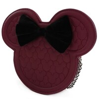 Loungefly Disney Minnie Mouse - Burgundy Quilted Silhouette Head Crossbody Bag