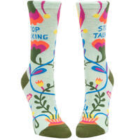 Blue Q Womens Crew Socks - Stop Talking