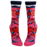 Blue Q Womens Crew Socks - Dear Wine Yes