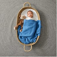Pilbeam Jiggle & Giggle - Harbour Blue Basket Weave Knit Blanket
