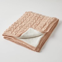 Pilbeam Jiggle & Giggle - Pink Clay And Cream Aurora Cable Knit Baby Blanket