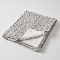 Pilbeam Jiggle & Giggle - Silver And Cream Aurora Cable Knit Baby Blanket