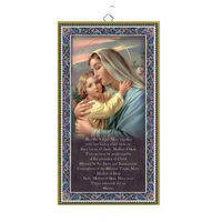 Hanging Wood Plaque With Prayer - Mother and Child