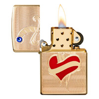 Zippo Lighter - Heart Tattoo Armor High Polish Brass