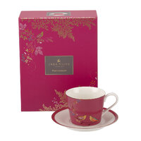Sara Miller per Portmeirion smcy78924-xg Tea Cup & saucer-light grigio singolo bianco/oro 