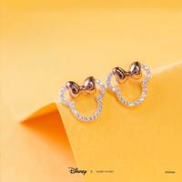 Disney X Short Story Earrings Minnie Ears Stencil Silver - Diamante