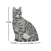 Jekca Animals - Tabby Cat Grey Sitting 27cm