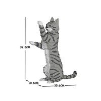 Jekca Animals - Tabby Cat Grey Standing 39cm