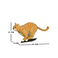 Jekca Animals - Tabby Cat Ginger Running 21cm