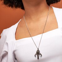 Disney Couture Kingdom - Star Wars - The Mandalorian Mythosaur Skull Necklace White Gold and Gunmetal Plated