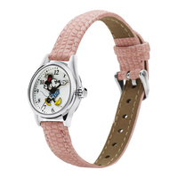 The Original Mickey Collection Watch - Silver + Croc Pink 25mm Ft Minnie